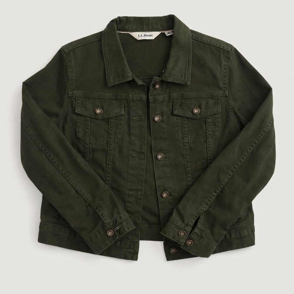 L.L.Bean Olive Green Denim Jacket | Women’s Medium